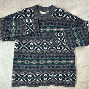 VTG 90s Abercrombie The Big Sweater Mens Size Medium Wool Knit Ski Cabin Cozy